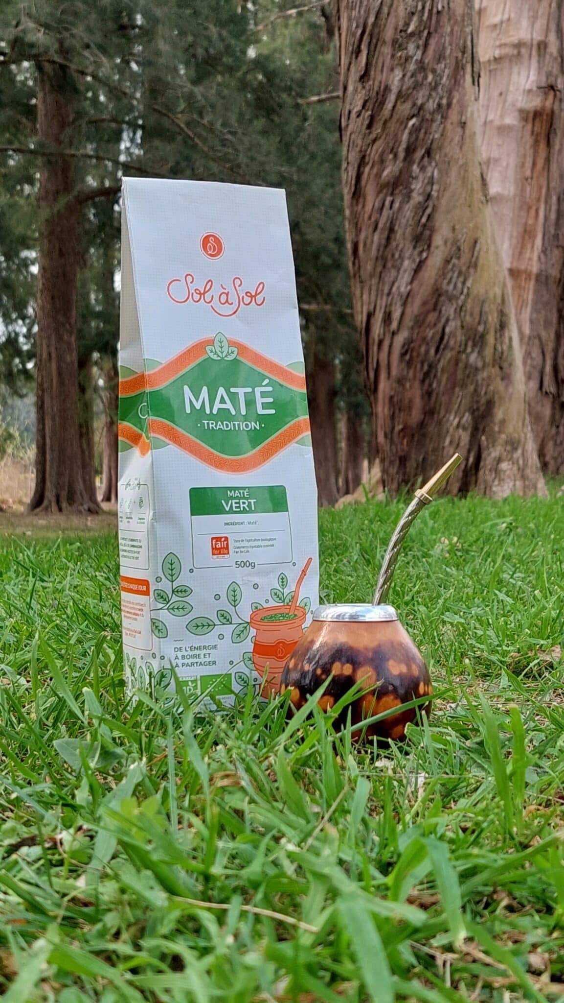 Yerba maté Sol à Sol calebasse et bombilla