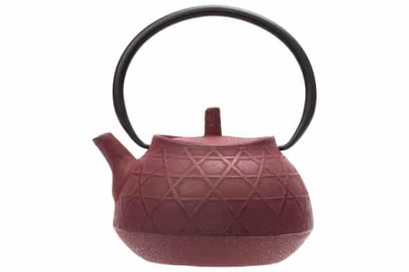 théière en fonte rouge