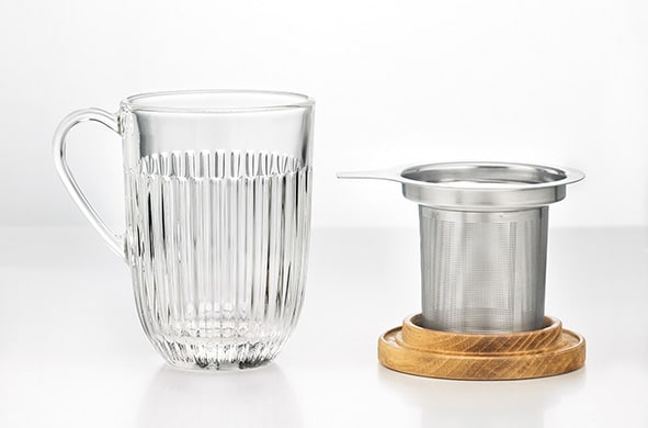 mug en verre avec filtre inox 0.4l