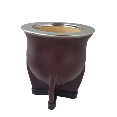 Pot à maté en cuir bord inox