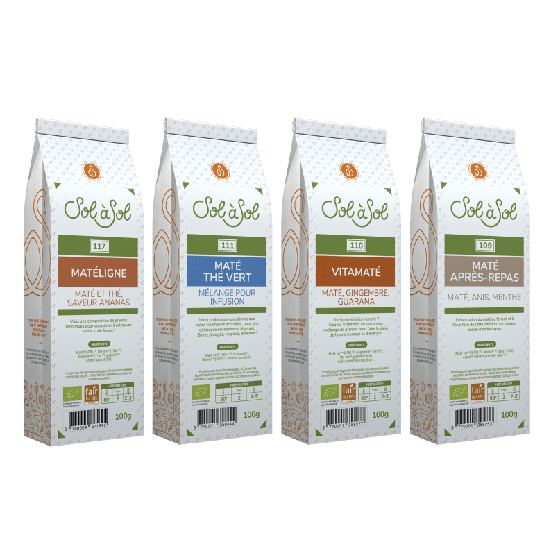 4 matés bio bien-être Sol à Sol 100g