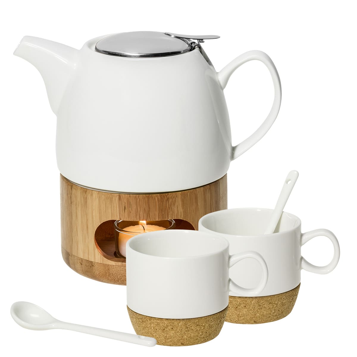 service à thé raffiné céramique et bambou